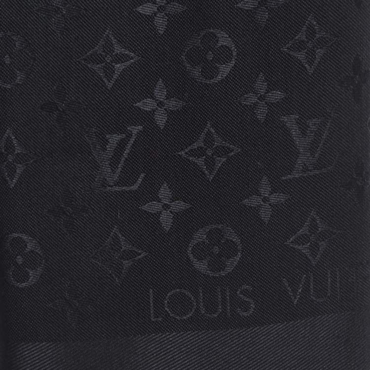 Pre Owned Louis Vuitton Black Silk & Wool Classique Monogram Shawl