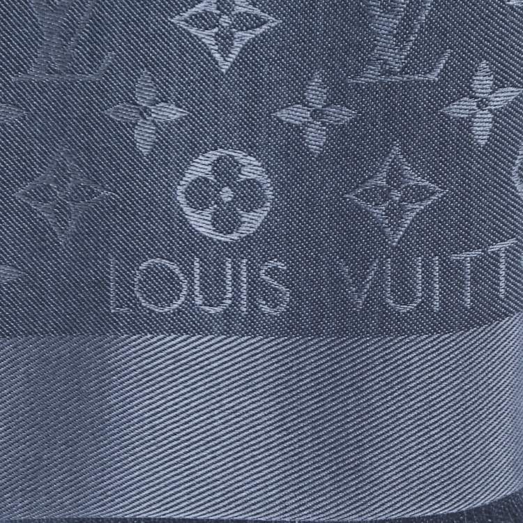 Pre Owned Louis Vuitton Carbon Grey Silk & Wool Classique Monogram Shawl
