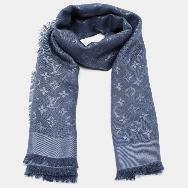 Louis Vuitton Carbon Grey Silk & Wool Classique Monogram Shawl Louis  Vuitton
