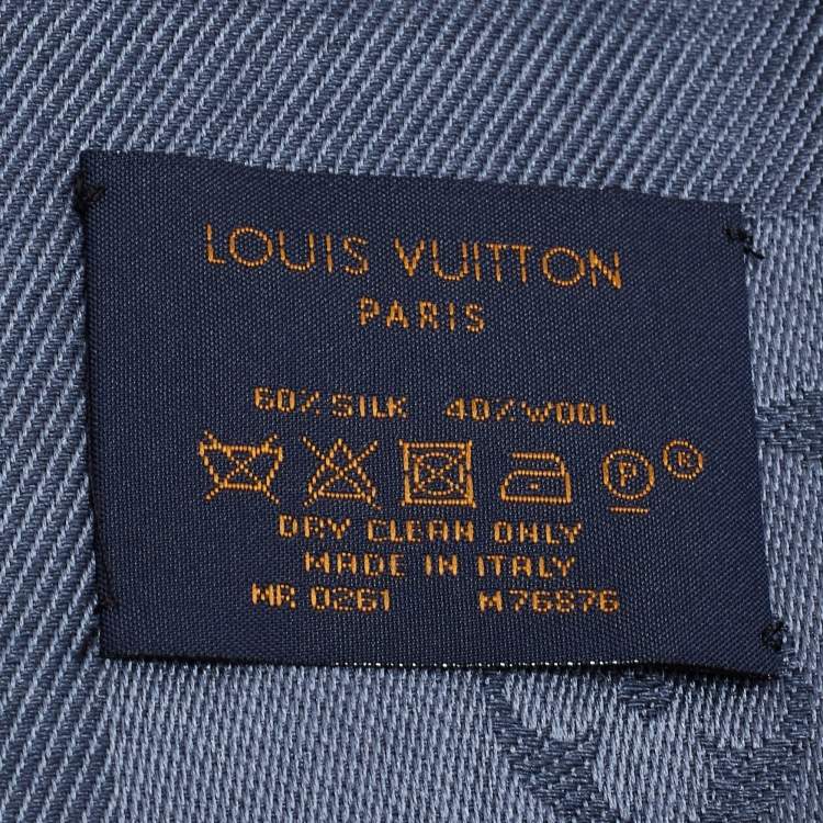 Pre Owned Louis Vuitton Carbon Grey Silk & Wool Classique Monogram Shawl