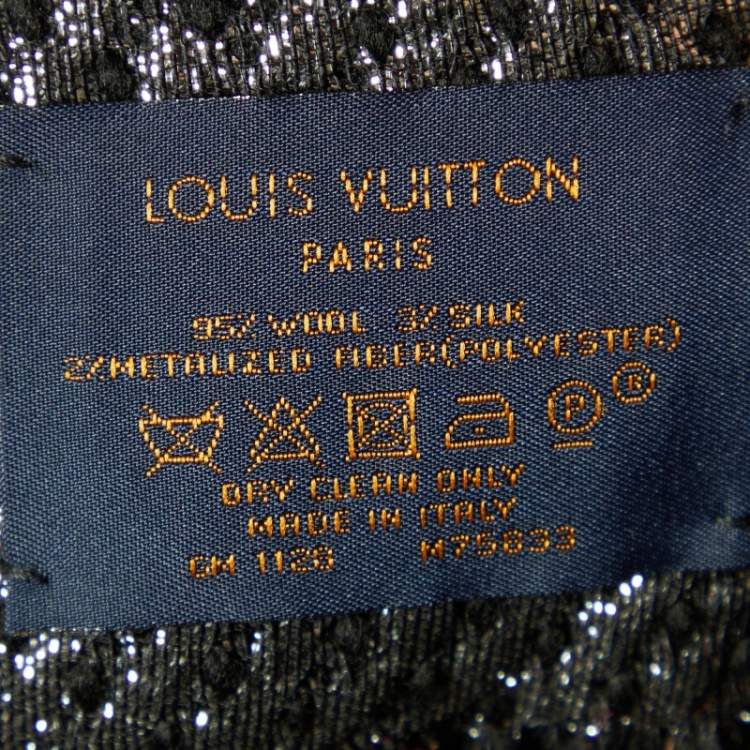 مملوكة مسبقًا Louis Vuitton Black Wool & Silk Logomania Shine Scarf