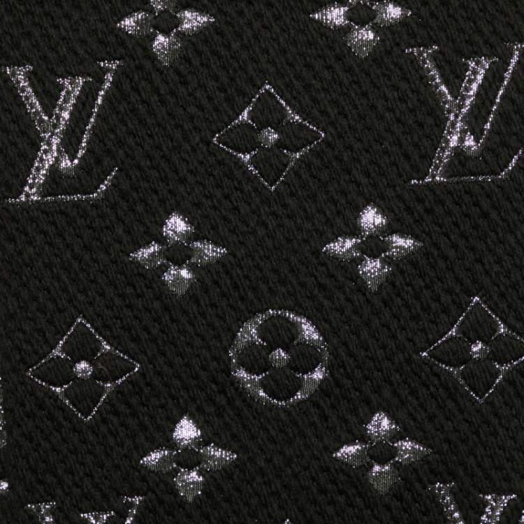 مملوكة مسبقًا Louis Vuitton Black Wool & Silk Logomania Shine Scarf