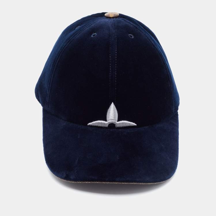 Pre Owned Louis Vuitton Marine Blue Monogram Velvet LV Touch Cap