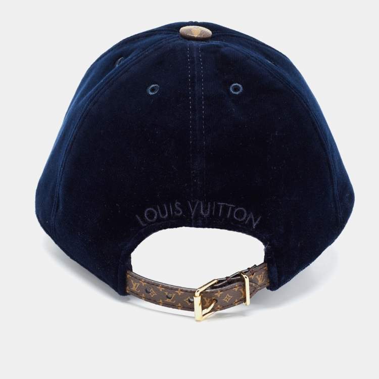 Pre Owned Louis Vuitton Marine Blue Monogram Velvet LV Touch Cap