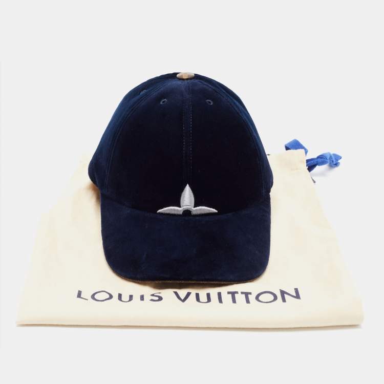 Pre Owned Louis Vuitton Marine Blue Monogram Velvet LV Touch Cap