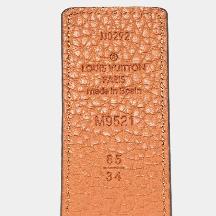 Pre Owned Louis Vuitton Black Leather LV Buckle Belt 85CM