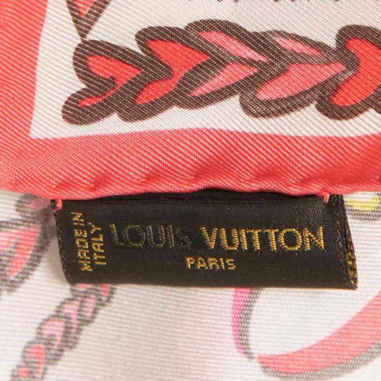 Pre Owned Louis Vuitton Pink Monogram Heart Silk Scarf