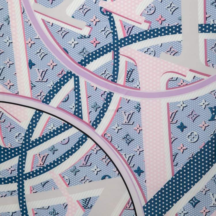 Pre Owned Louis Vuitton Blue LV Pop Silk Square Scarf