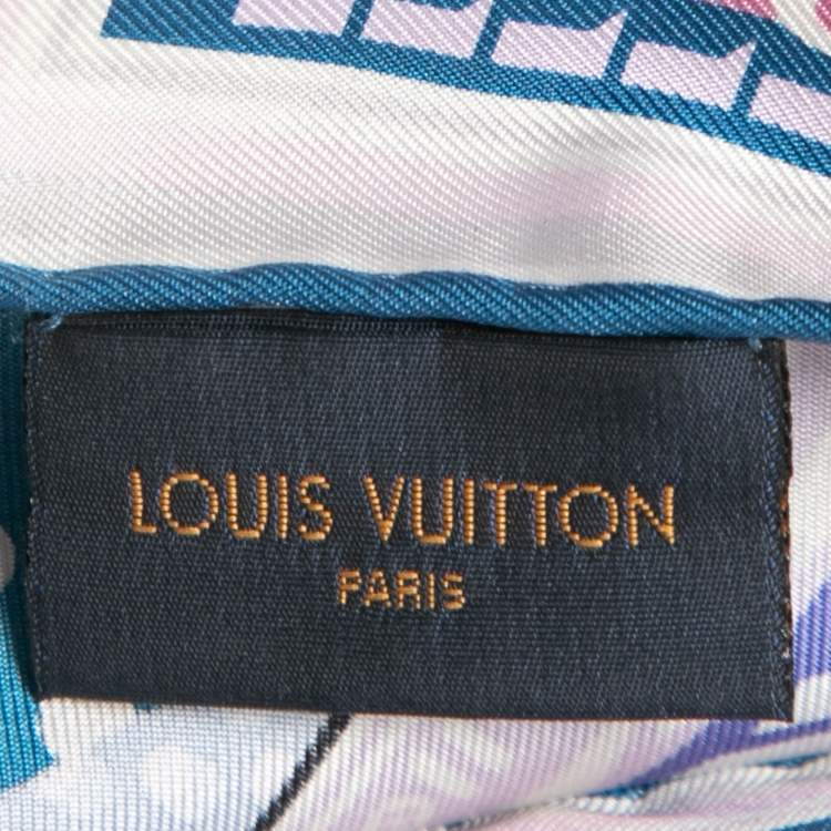 Pre Owned Louis Vuitton Blue LV Pop Silk Square Scarf
