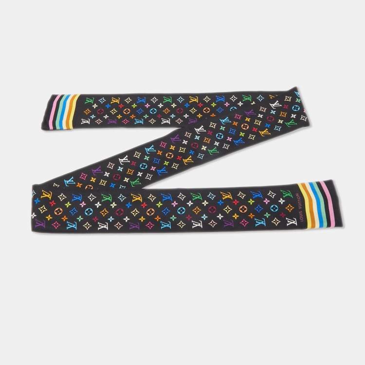 Pre Owned Louis Vuitton Black/Multicolor Monogram Silk Bandeau Scarf