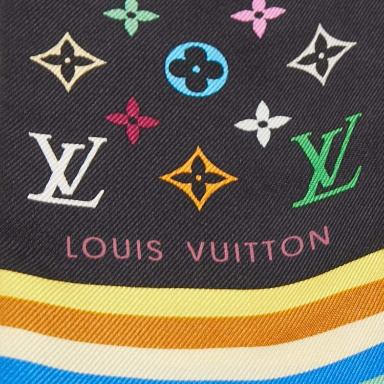 Pre Owned Louis Vuitton Black/Multicolor Monogram Silk Bandeau Scarf