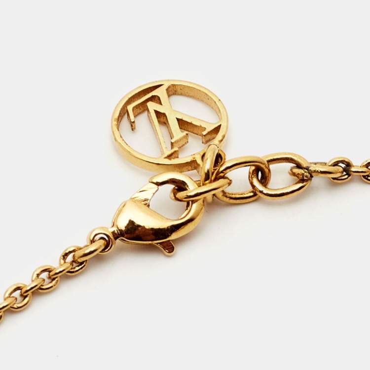 Pre Owned Louis Vuitton Essential V Gold Tone Metal Bracelet
