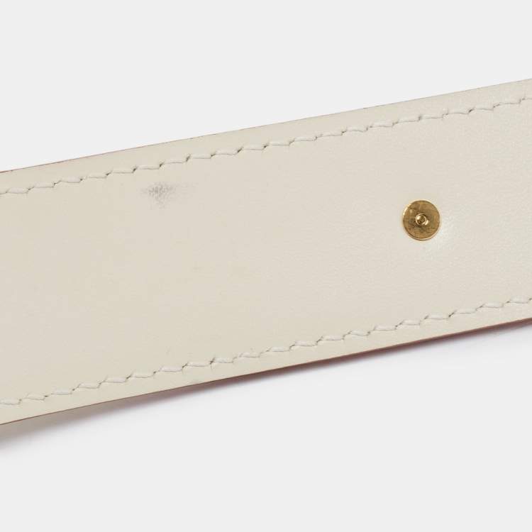 Pre Owned Louis Vuitton Off White Suhail Leather Studded Buckle Belt 90CM