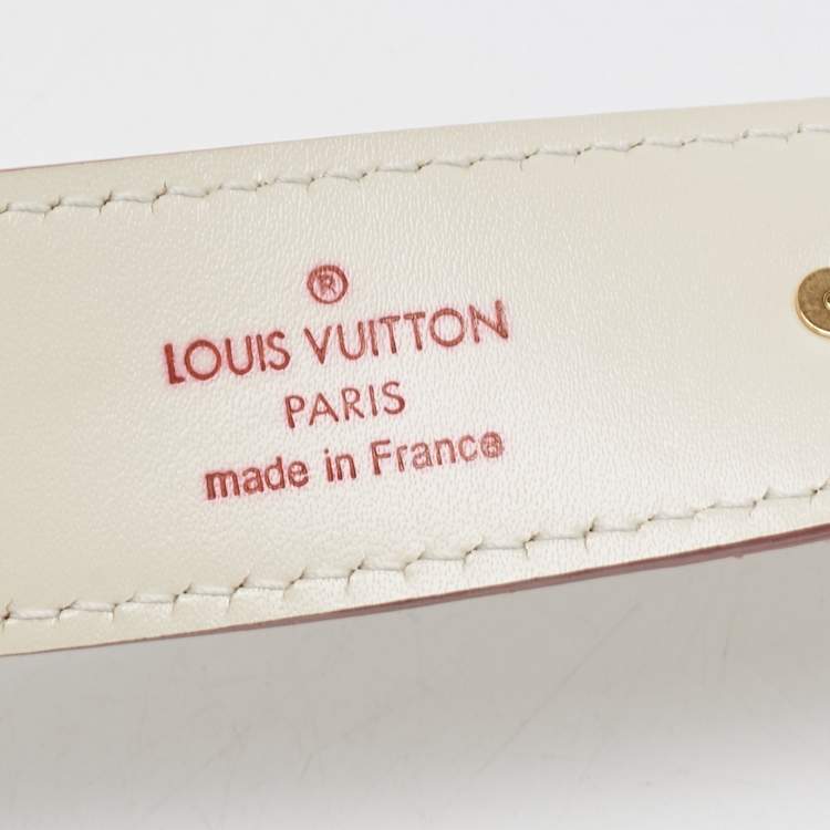 Pre Owned Louis Vuitton Off White Suhail Leather Studded Buckle Belt 90CM