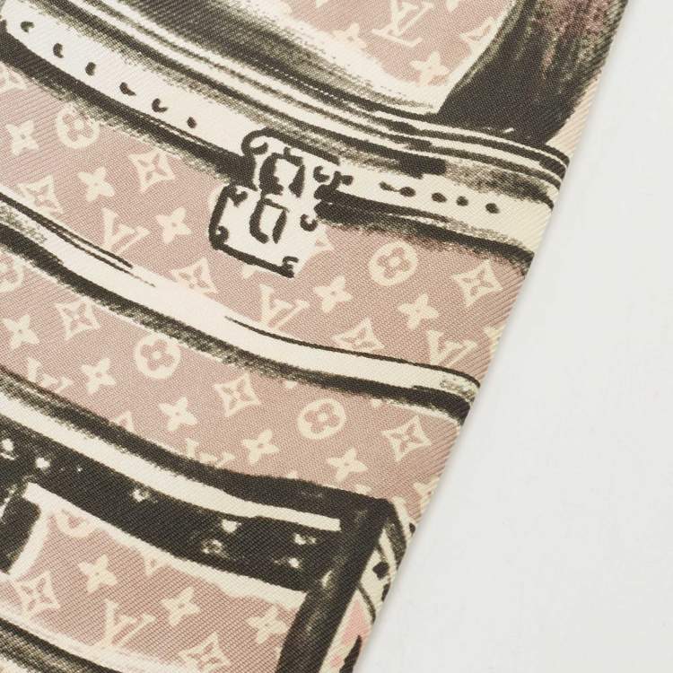 Pre Owned Louis Vuitton Rose Poudre Trunks Print Silk Bandeau