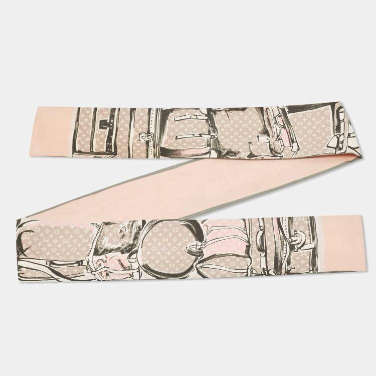 Louis Vuitton M73965 Silk Scarf Bandeau Trunk Pink Used from Japan