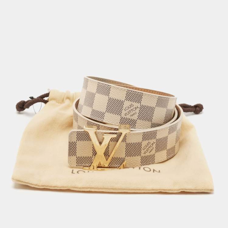 Pre Owned Louis Vuitton Damier Azur Canvas LV Initiales Belt 85CM