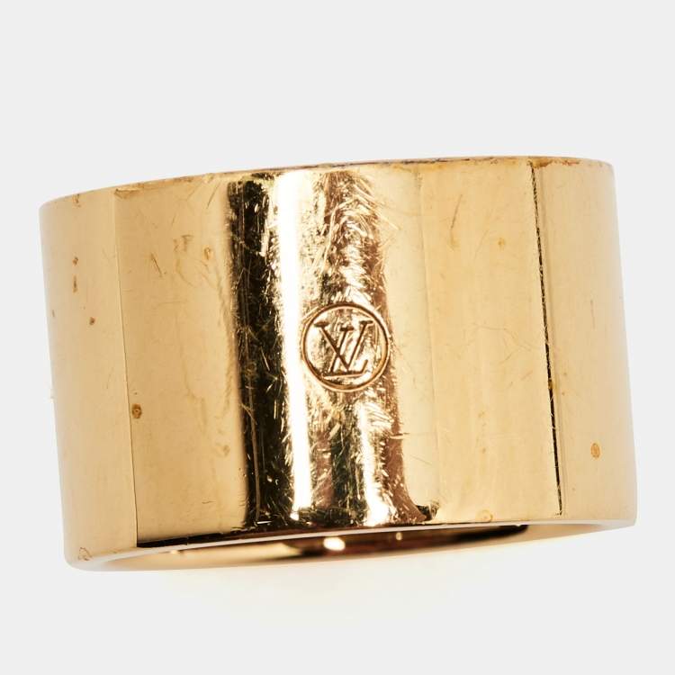 Pre Owned Louis Vuitton Essential V Two Tone Ring Size 54