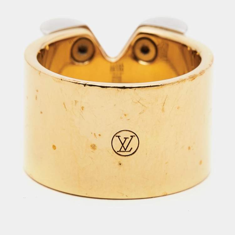Pre Owned Louis Vuitton Essential V Two Tone Ring Size 54