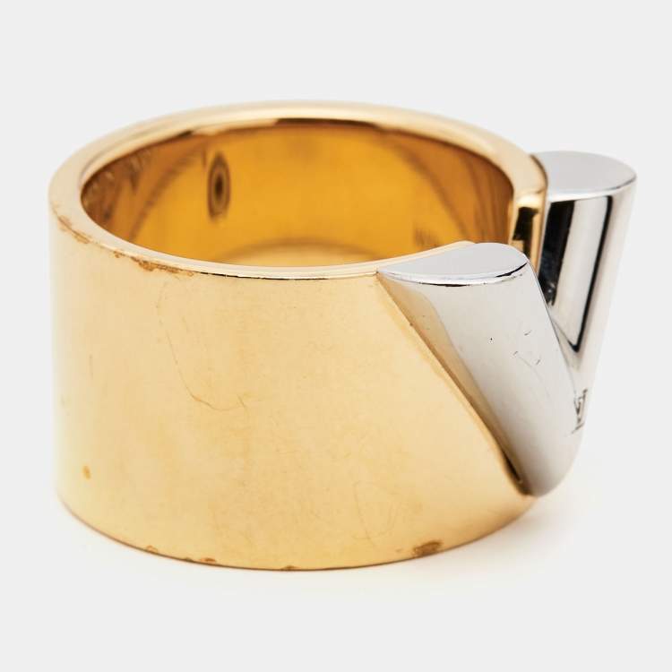 Pre Owned Louis Vuitton Essential V Two Tone Ring Size 54