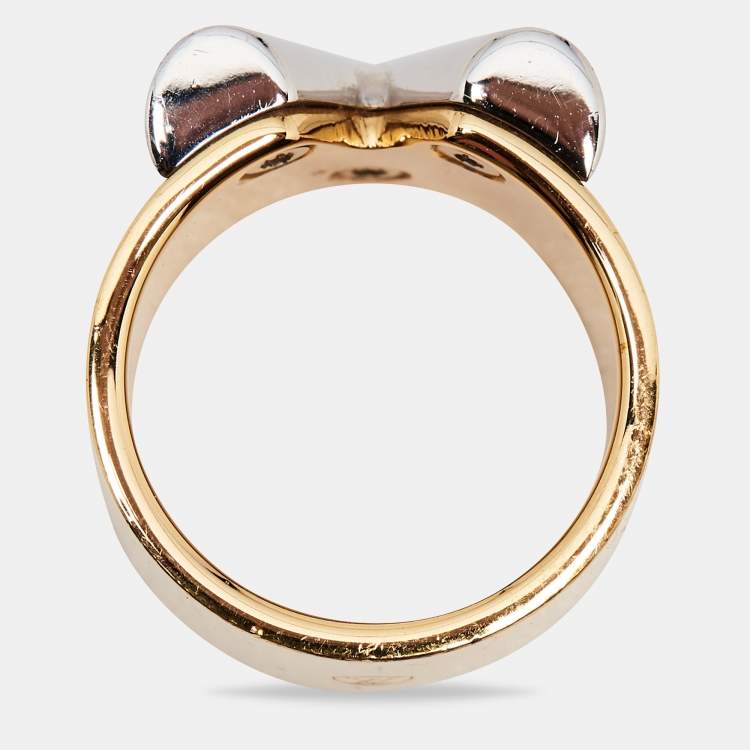 Pre Owned Louis Vuitton Essential V Two Tone Ring Size 54