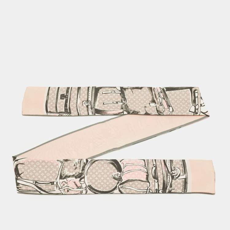 Louis Vuitton Pattern Print, Pink Monogram Trunks Silk Bandeau