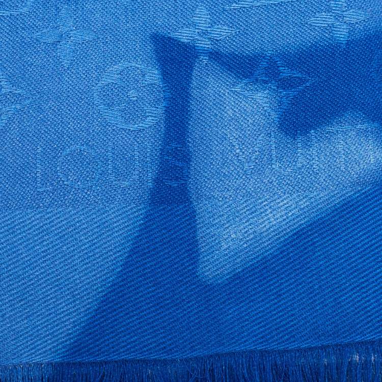Pre Owned Louis Vuitton Blue X-Ray Chale Monogram Silk & Wool Shawl