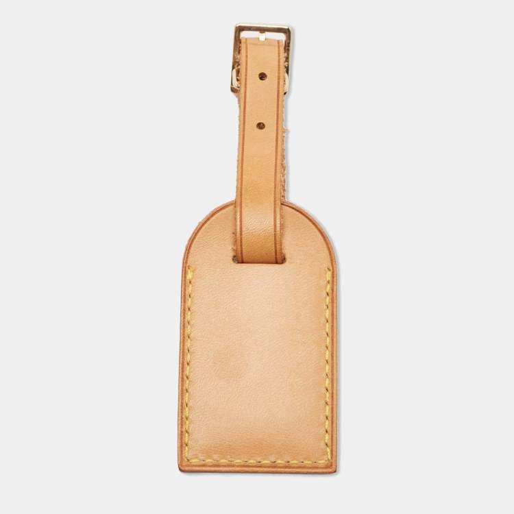 Pre Owned Louis Vuitton Beige Leather Luggage Tag