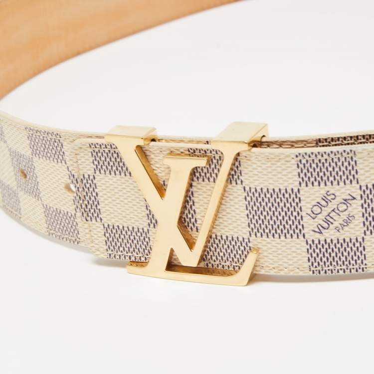 Pre Owned Louis Vuitton Damier Azur Canvas LV Initiales Belt 85CM