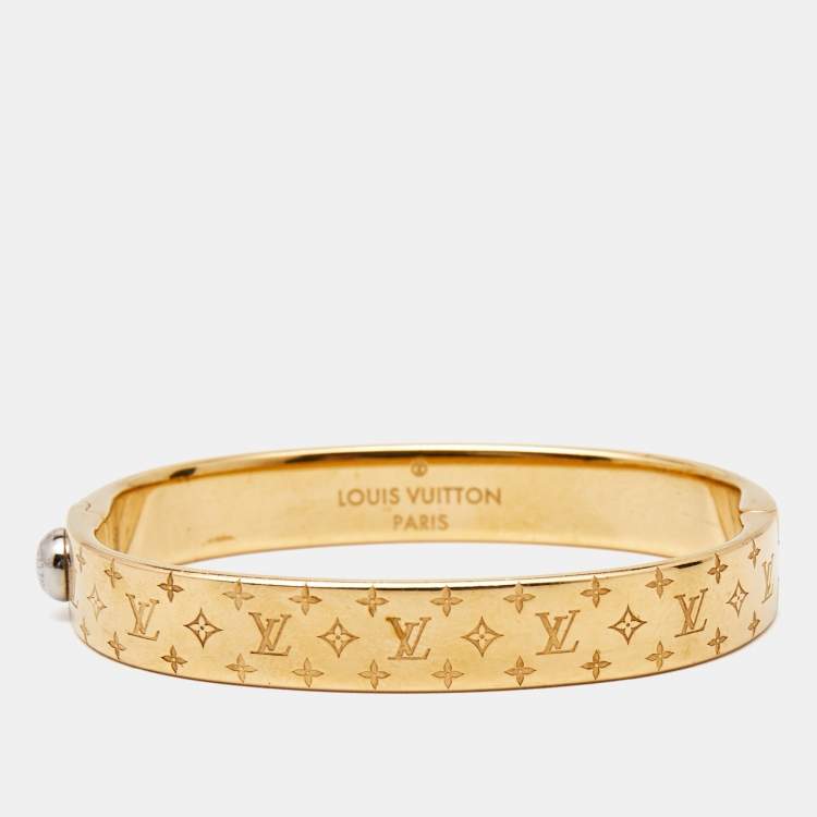 Pre Owned Louis Vuitton Nanogram Cuff Two Tone Bracelet