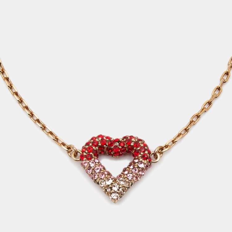 مملوكة مسبقًا Louis Heart Embellished Crystals Gold Tone Bracelet 