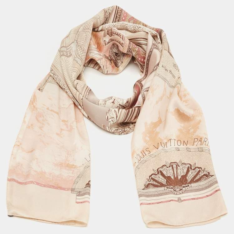 Pre Owned Louis Vuitton Cream Les Decors Parisiens au XIX Siecle Silk Stole