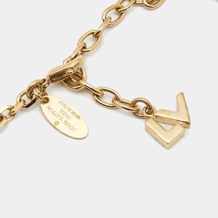 Pre Owned Louis Vuitton Faux Pearl Two Tone Necklace