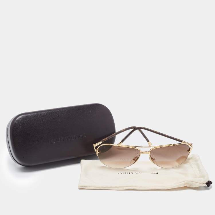 Pre Owned Louis Vuitton Gold/Brown Canvas Z0571U977 Gradient Aviator Sunglasses