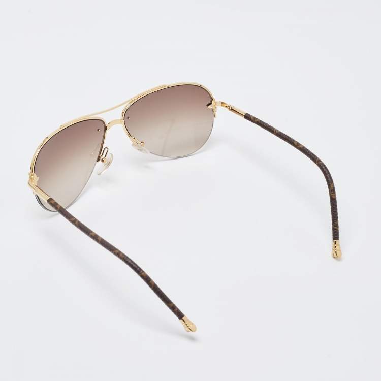 Pre Owned Louis Vuitton Gold/Brown Canvas Z0571U977 Gradient Aviator Sunglasses