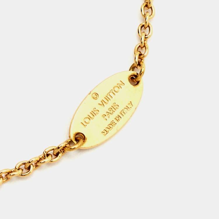 Pre Owned Louis Vuitton Flower Motif Gold Tone Station Bracelet
