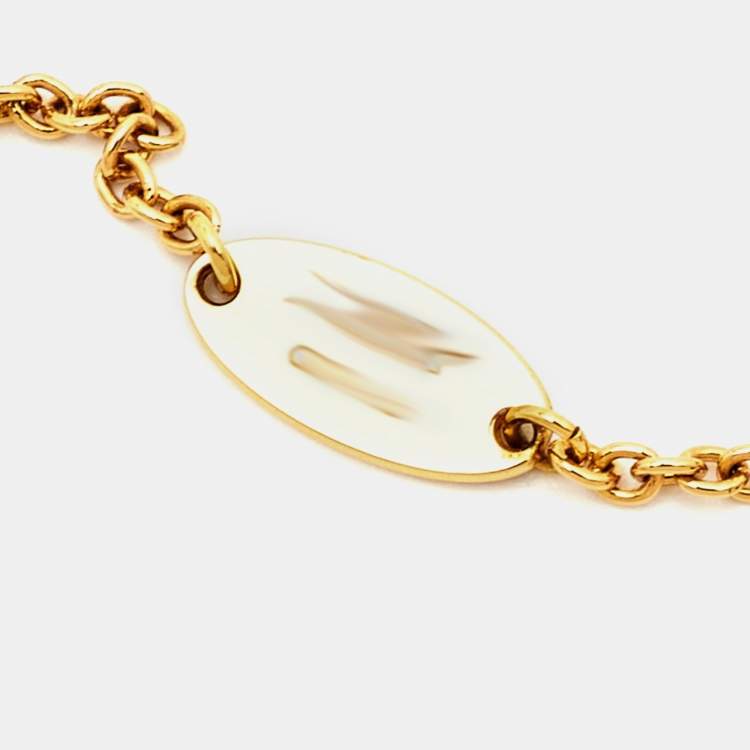 Pre Owned Louis Vuitton Flower Motif Gold Tone Station Bracelet