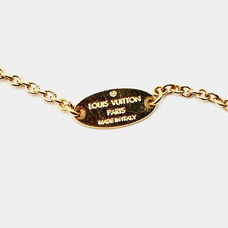 Pre Owned Louis Vuitton Flower Motif Gold Tone Station Bracelet