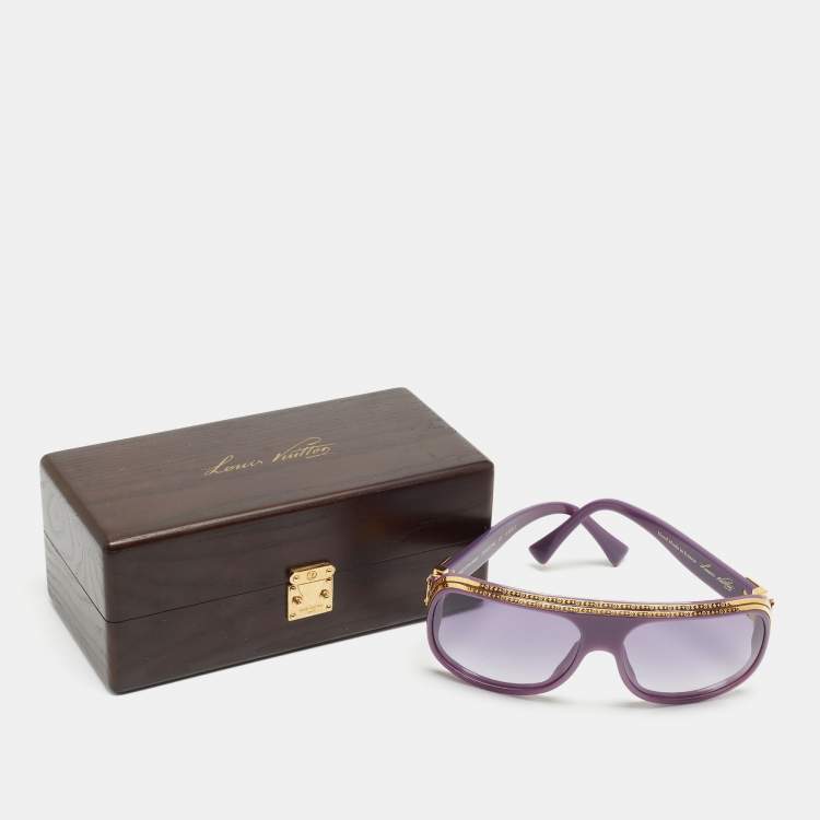 Pre Owned Louis Vuitton Purple Z0097W Gold Plated Millionaire Square Sunglasses