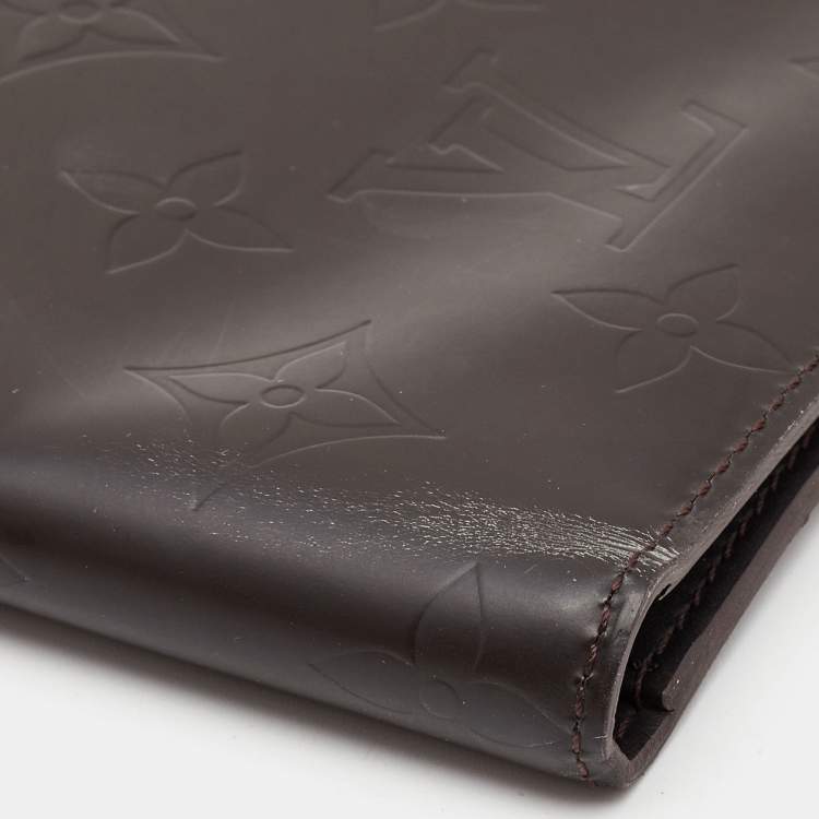 Pre Owned Louis Vuitton Dark Brown Monogram Matte Leather Bifold Wallet Organizer 