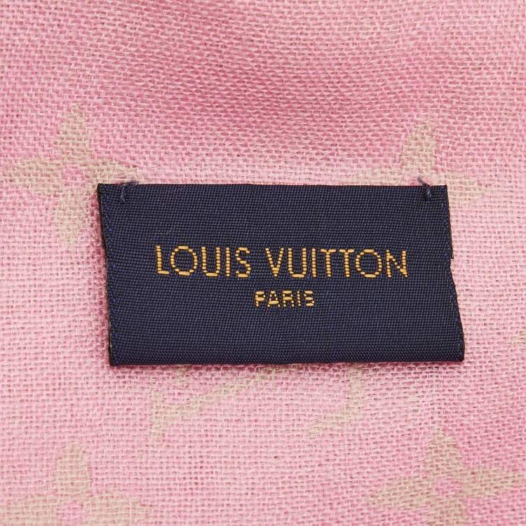 Pre Owned Louis Vuitton Pink Monogram Wool & Silk Shawl