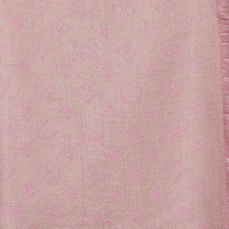 Pre Owned Louis Vuitton Pink Monogram Wool & Silk Shawl