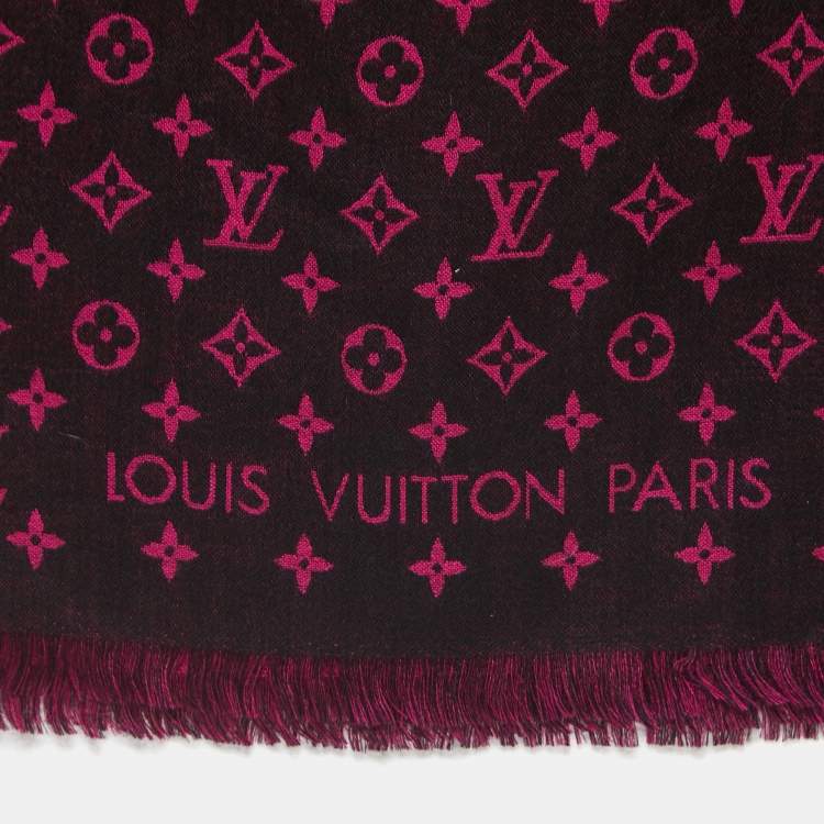 مملوكة مسبقًا Louis Vuitton Black & Pink So Monogram Wool & Silk  Scarf