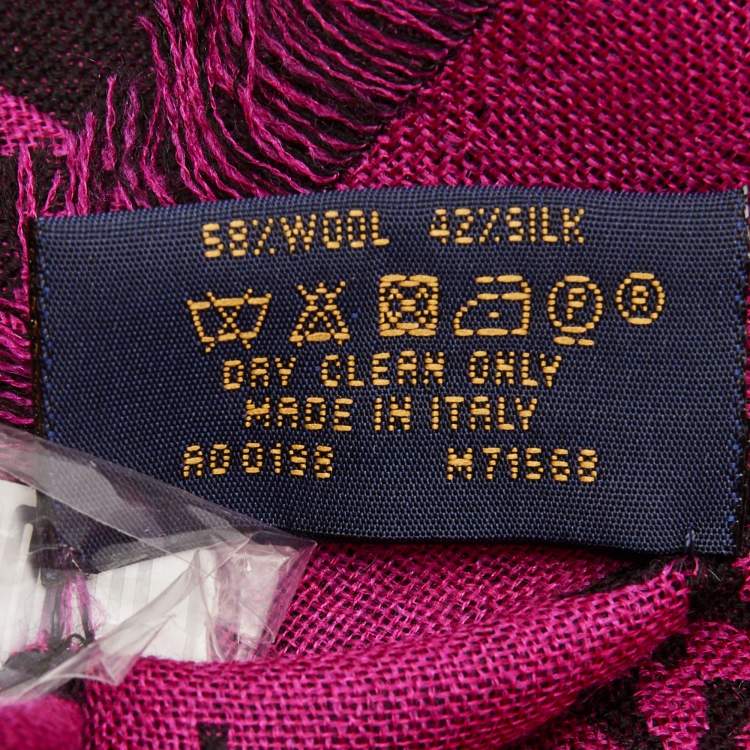 مملوكة مسبقًا Louis Vuitton Black & Pink So Monogram Wool & Silk  Scarf