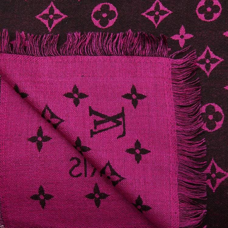 مملوكة مسبقًا Louis Vuitton Black & Pink So Monogram Wool & Silk  Scarf