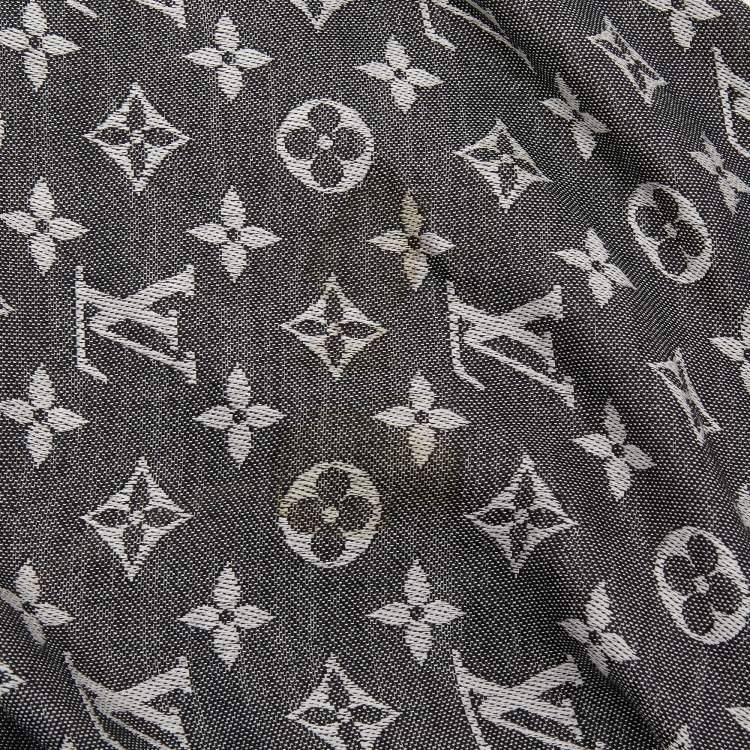 Pre Owned Louis Vuitton Black Monogram Denim Wool & Silk Shawl