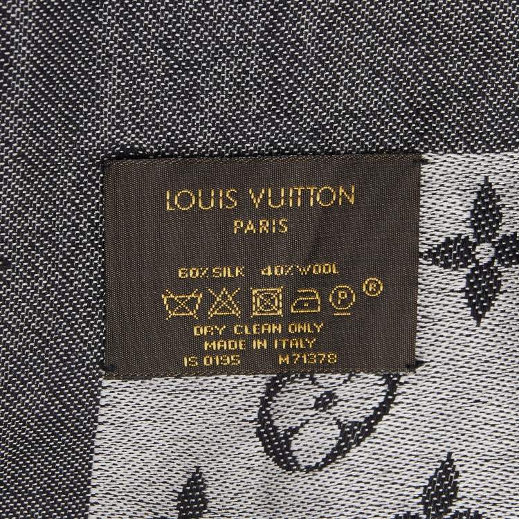 Pre Owned Louis Vuitton Black Monogram Denim Wool & Silk Shawl