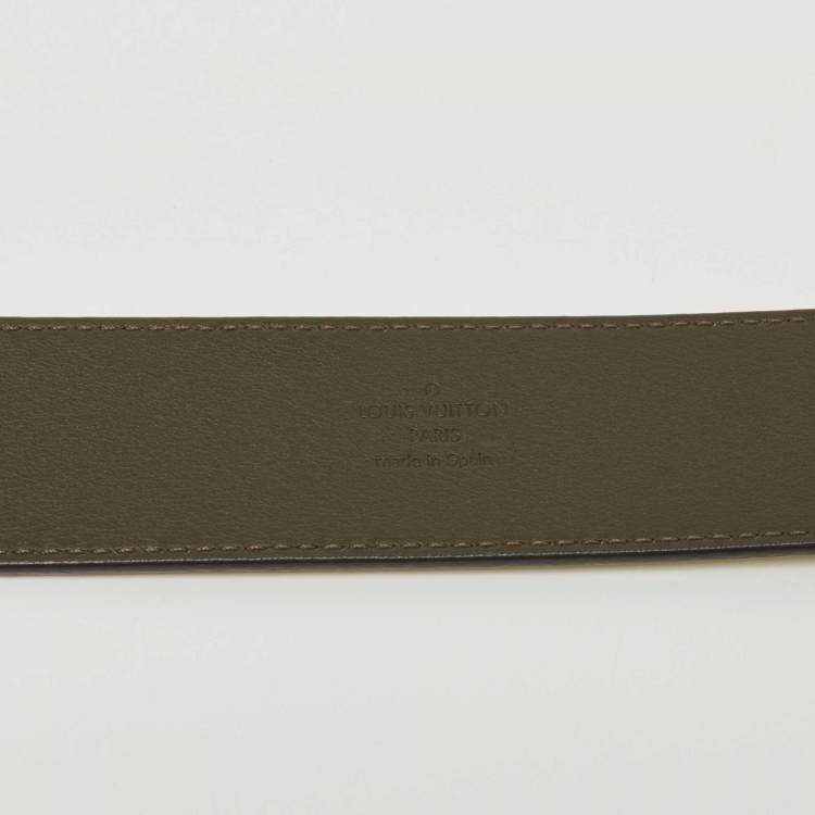 Pre Owned Louis Vuitton Lime Damier Embossed Leather Buckle Belt 90CM