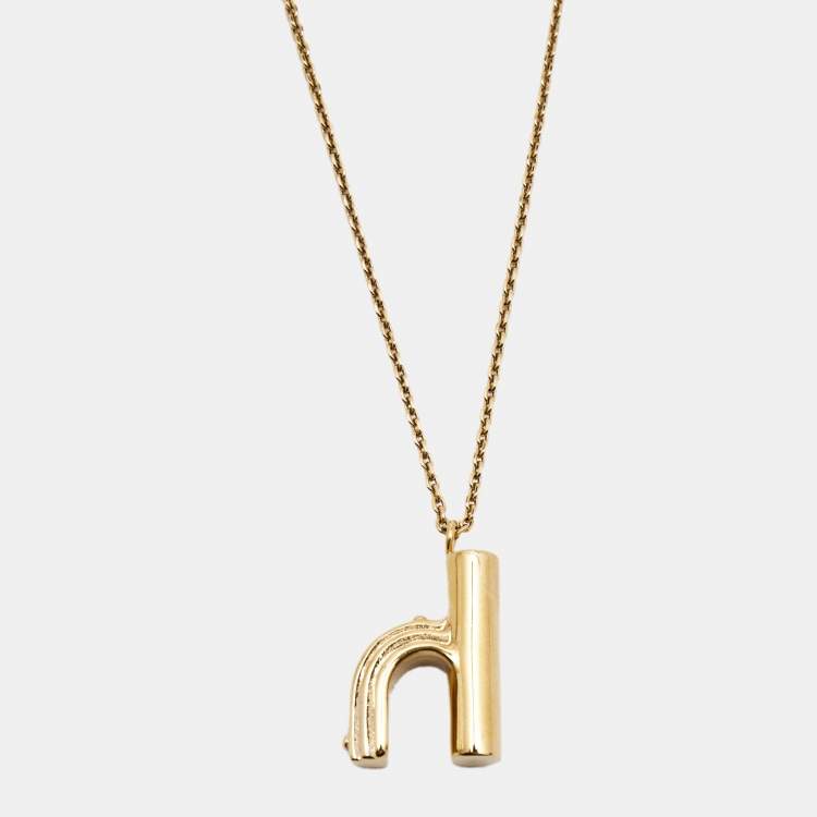 Pre Owned Louis Vuitton LV & Me Letter h Gold Tone Necklace