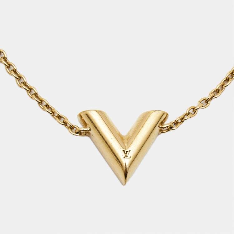 Pre Owned Louis Vuitton Essential V Gold Tone Bracelet